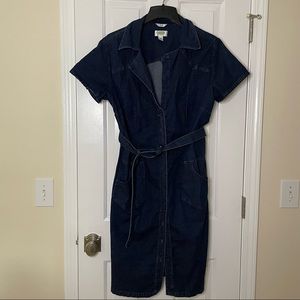 Talbots Denim Stretch Cargo Dress with Belt Size 16W